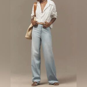 Anthro Pilcro Relaxed High-rise Wide Leg Lightweight Trouser Jean Pant